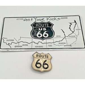 Vintage Buckles of America Route 66 Enamel Belt Buckle License Plate
